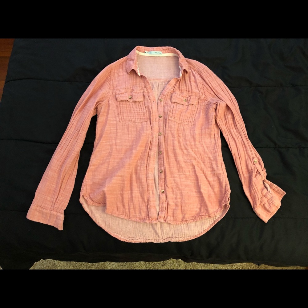 Salmon button-down long sleeve shirt